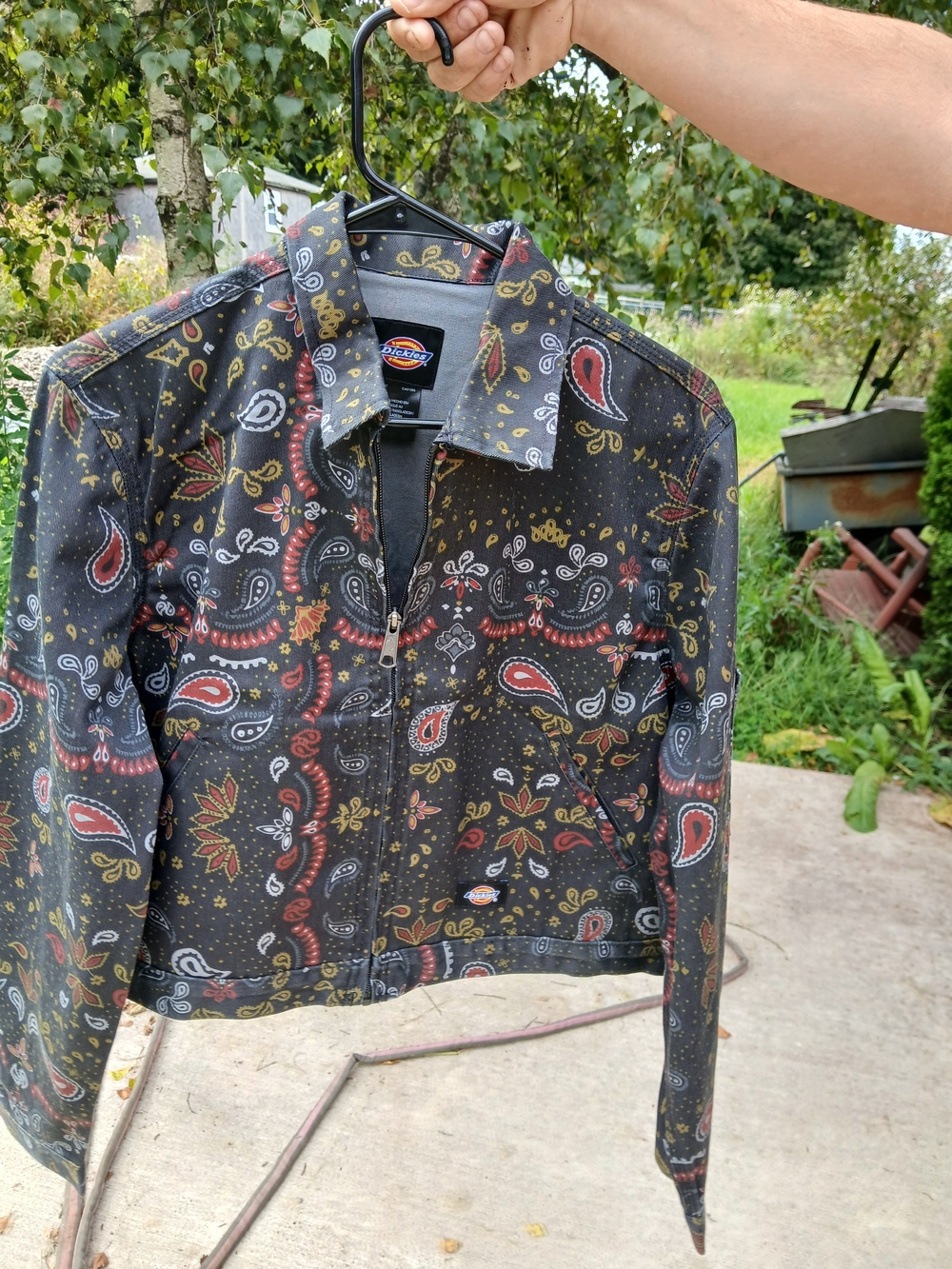 Dickies Black Paisley Zip Jacket with Red & Gold Accents